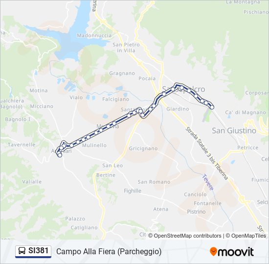 Percorso linea bus SI381