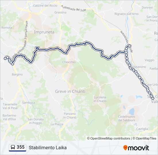 Percorso linea bus 355