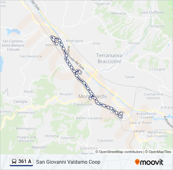 Percorso linea bus 361 A