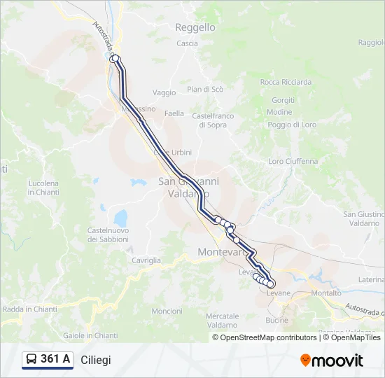 361 A Bus Line Map