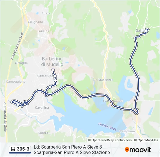 Percorso linea bus 305-3