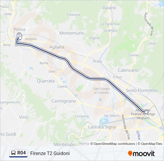 Percorso linea bus R04