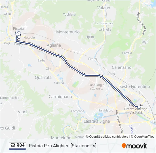 Percorso linea bus R04
