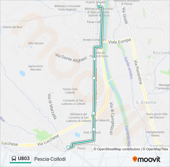 Percorso linea bus U803