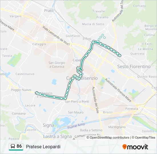 Percorso linea bus 86