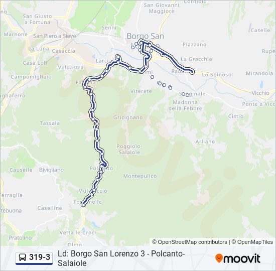 Percorso linea bus 319-3