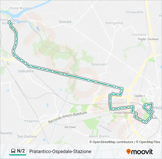 Percorso linea bus N/2
