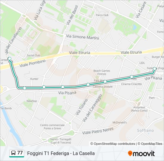 Percorso linea bus 77