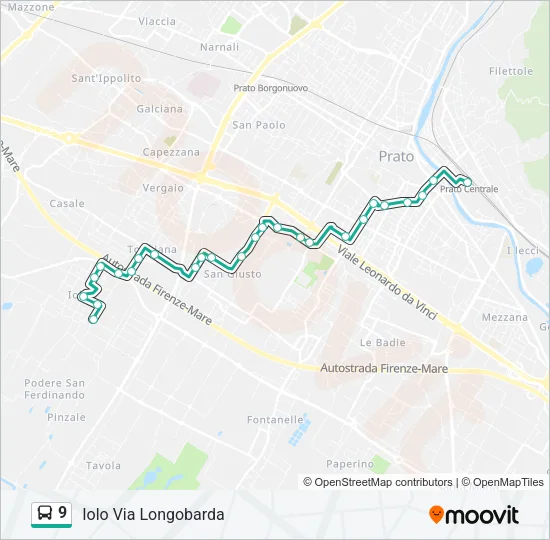 Percorso linea bus 9