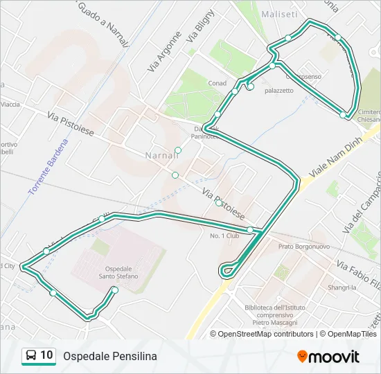 Percorso linea bus 10