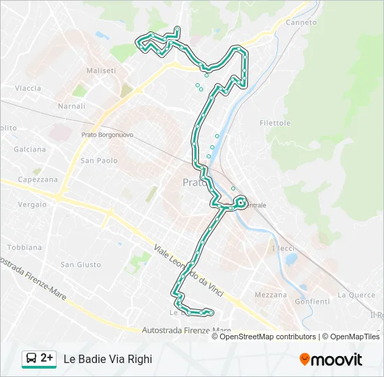 Percorso linea bus 2+