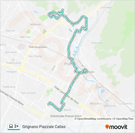 Percorso linea bus 2+