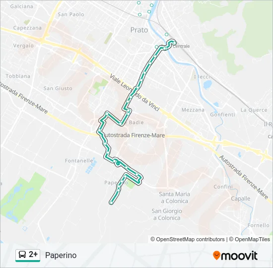 Percorso linea bus 2+
