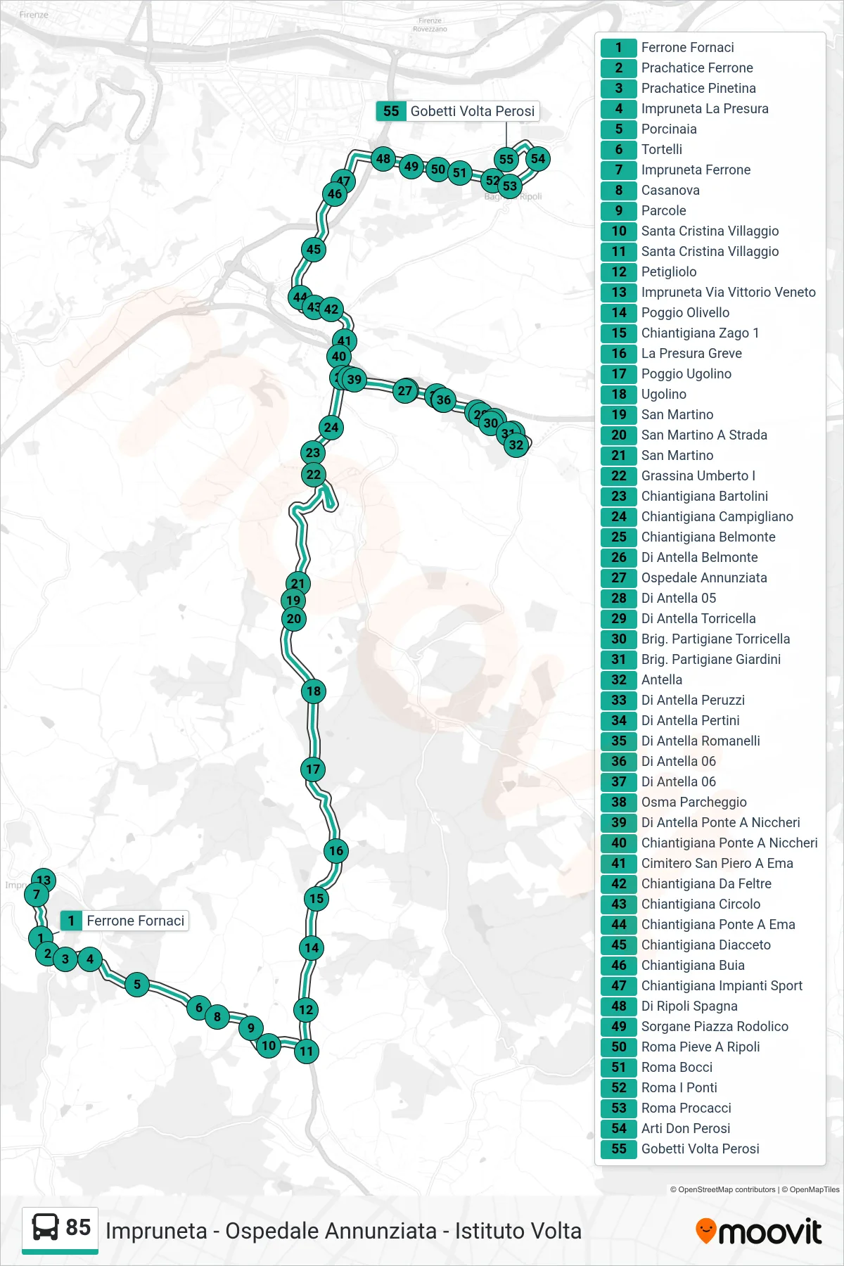 Linea 85 tram (Gobetti Volta Perosi) - Percorsi e fermate sulla mappa