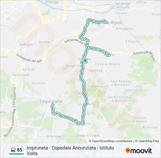 Percorso linea bus 85