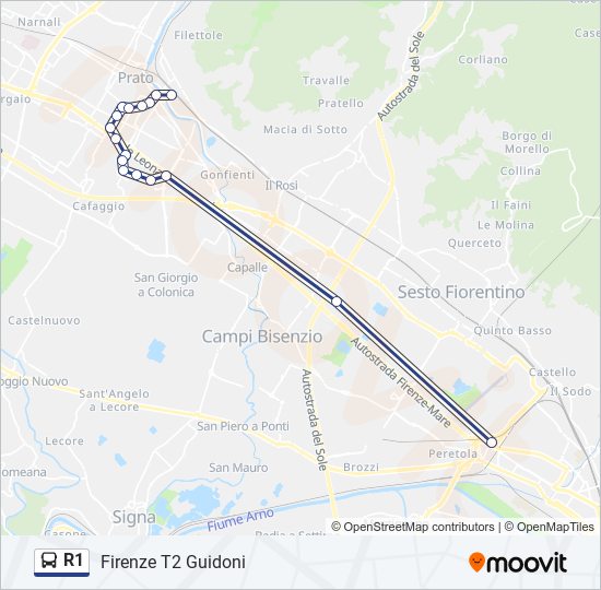 R1 bus Line Map