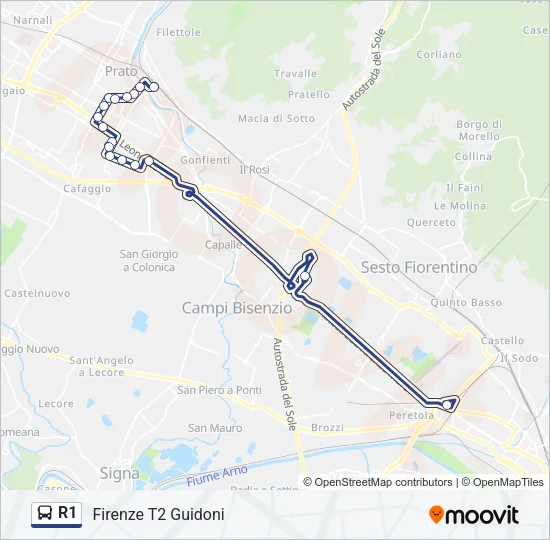 R1 Bus Line Map