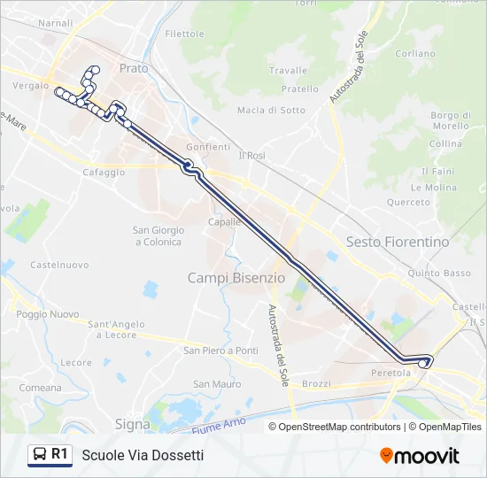 R1 Bus Line Map
