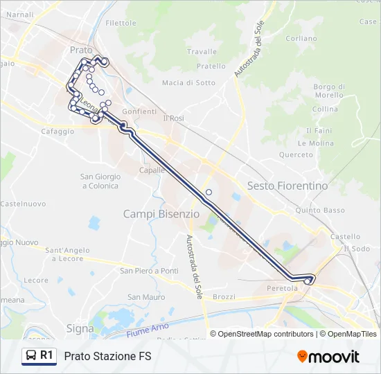 R1 Bus Line Map