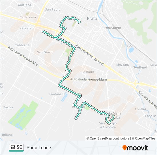 Percorso linea bus SC