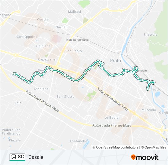 Percorso linea bus SC