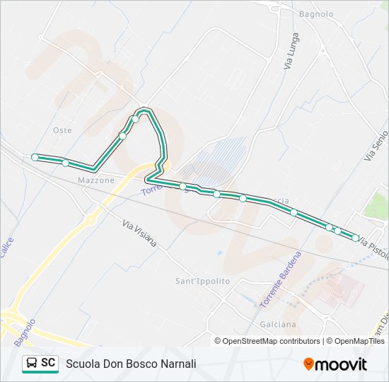 Percorso linea bus SC