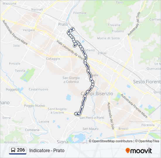 206 bus Line Map