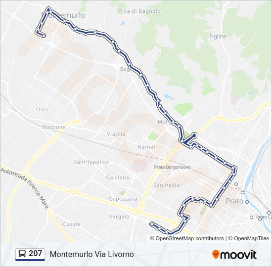 Percorso linea bus 207