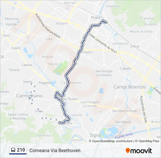 210 Bus Line Map