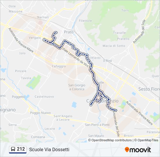 Percorso linea bus 212