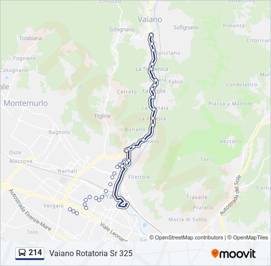 Percorso linea bus 214