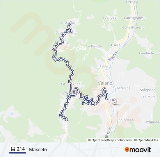 Percorso linea bus 214