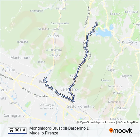 301 A Bus Line Map