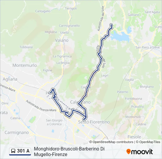 301 A Bus Line Map
