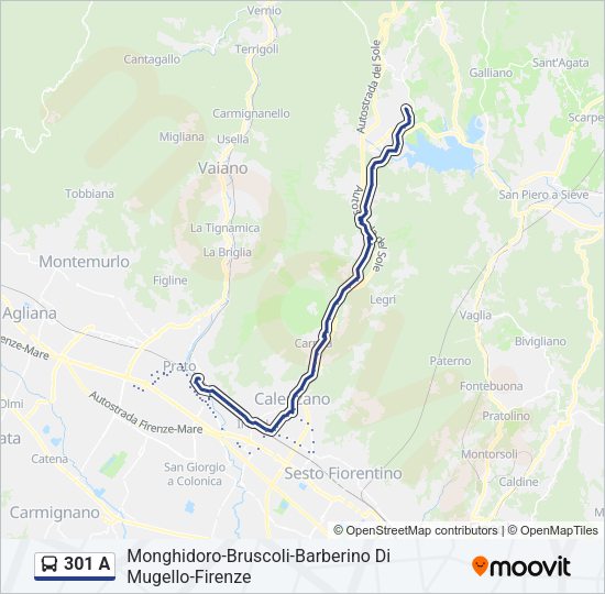 Percorso linea bus 301 A