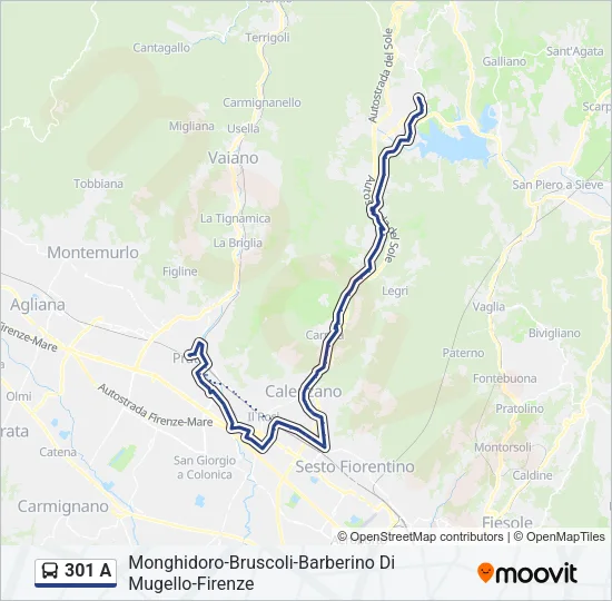 301 A Bus Line Map