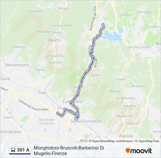 301 A Bus Line Map
