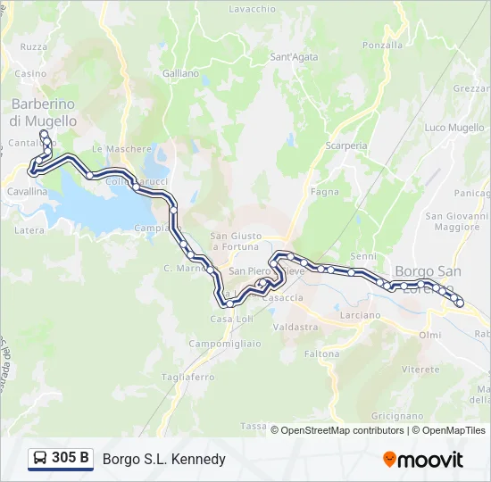 305 B Bus Line Map