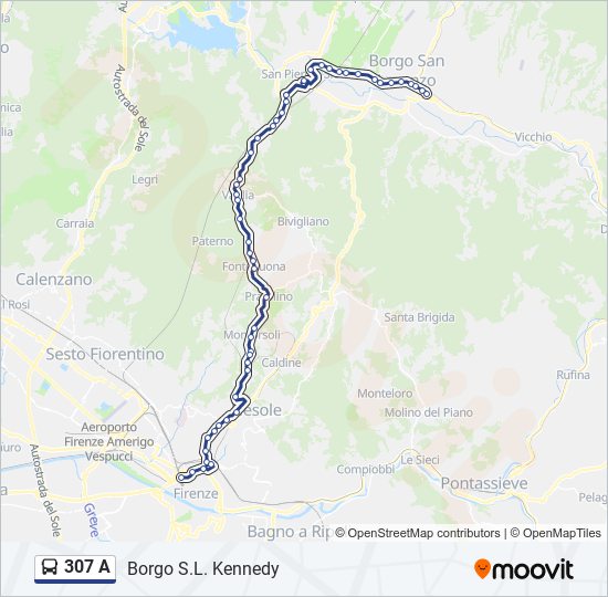 307 A bus Line Map