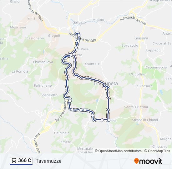 366 C bus Line Map