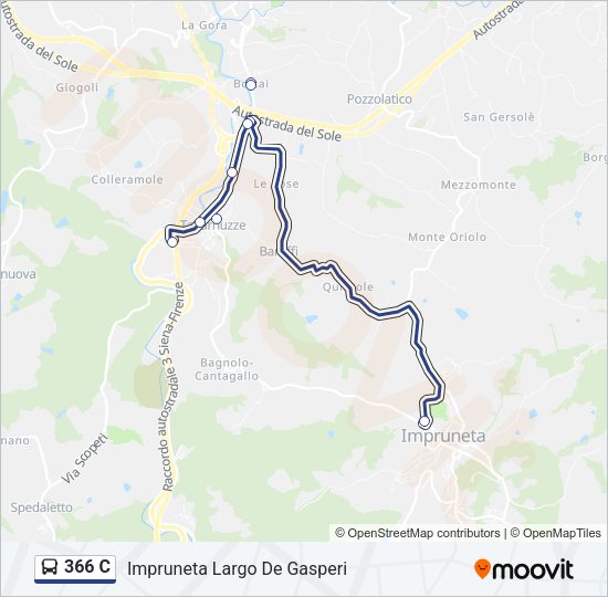 Percorso linea bus 366 C