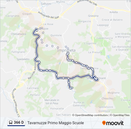 Percorso linea bus 366 D