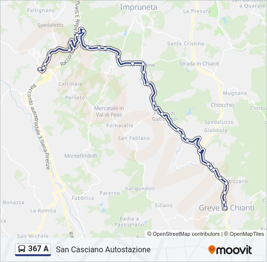 Percorso linea bus 367 A