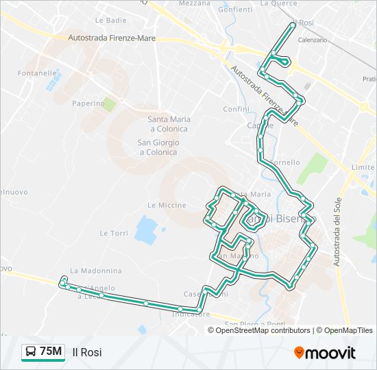 Percorso linea bus 75M