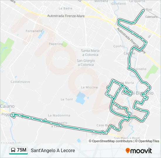 Percorso linea bus 75M