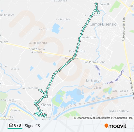 Percorso linea bus 87B