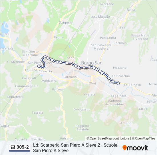 Percorso linea bus 305-2