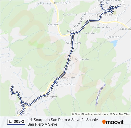 Percorso linea bus 305-2