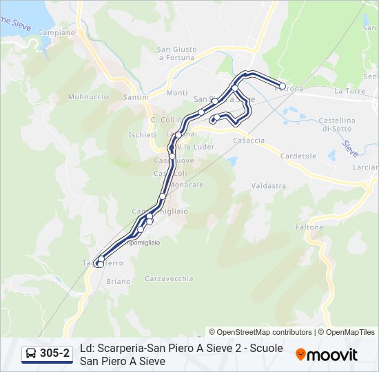 Percorso linea bus 305-2