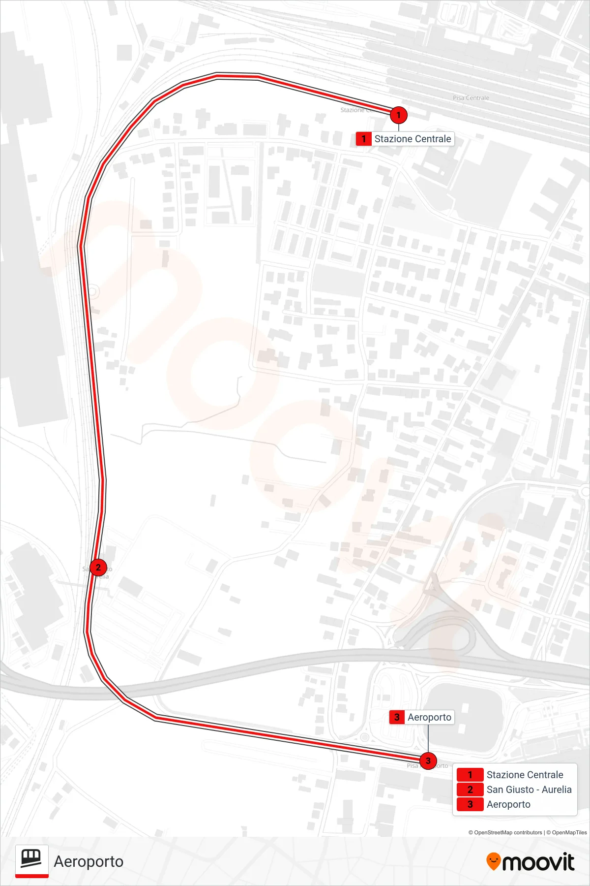 Linea PISAMOVER funicolare (Aeroporto) - Percorsi e fermate sulla mappa